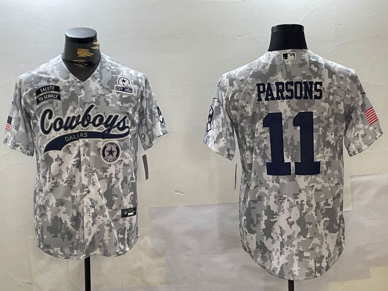 Men Dallas Cowboys 11 Parsons Nike Arctic Camo 2024 Salute to Service Limited NFL Jersey style 6